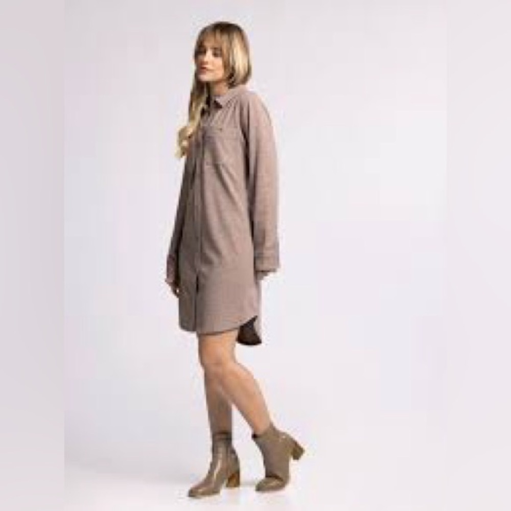 NWT Thread & Supply Charcoal Leslie Button-Up Shirt Dress, Size L - Picture 10 of 10